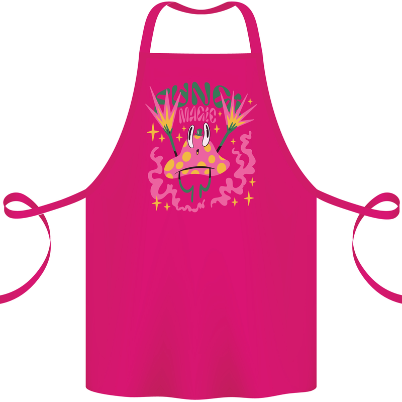 Fungi Magic Mushrooms Trippy LSD Cotton Apron 100% Organic Pink