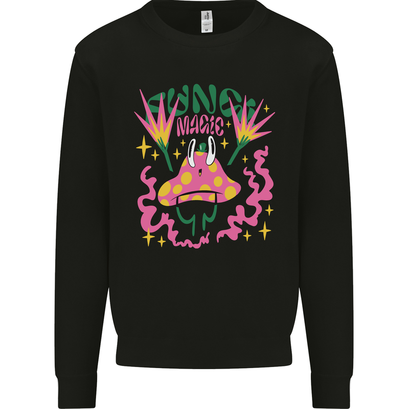 Fungi Magic Mushrooms Trippy LSD Kids Sweatshirt Jumper Black