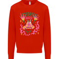 Fungi Magic Mushrooms Trippy LSD Kids Sweatshirt Jumper Bright Red