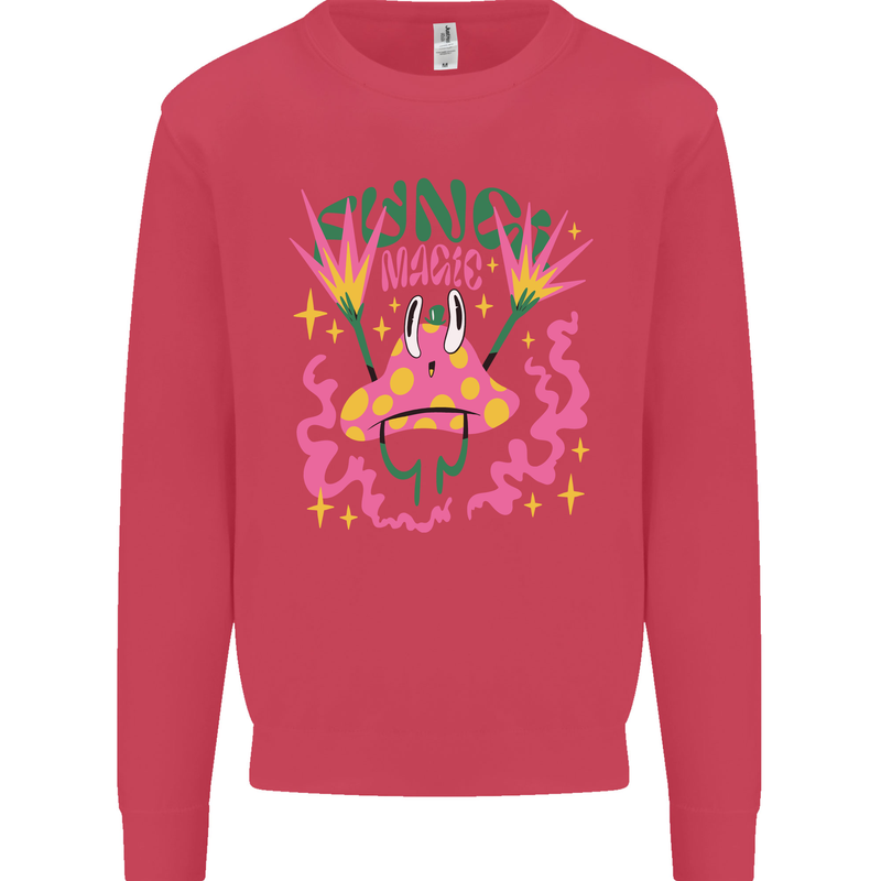Fungi Magic Mushrooms Trippy LSD Kids Sweatshirt Jumper Heliconia