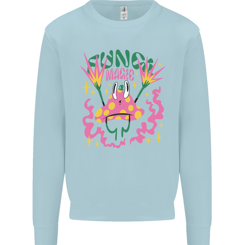 Fungi Magic Mushrooms Trippy LSD Kids Sweatshirt Jumper Light Blue