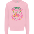 Fungi Magic Mushrooms Trippy LSD Kids Sweatshirt Jumper Light Pink