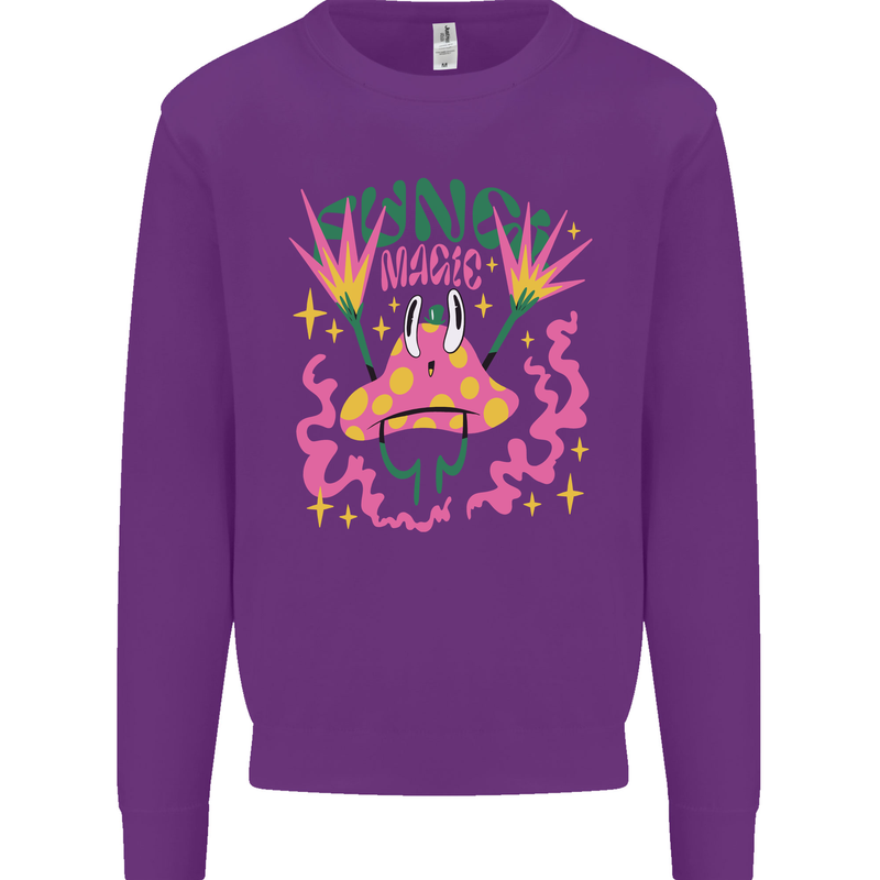 Fungi Magic Mushrooms Trippy LSD Kids Sweatshirt Jumper Purple
