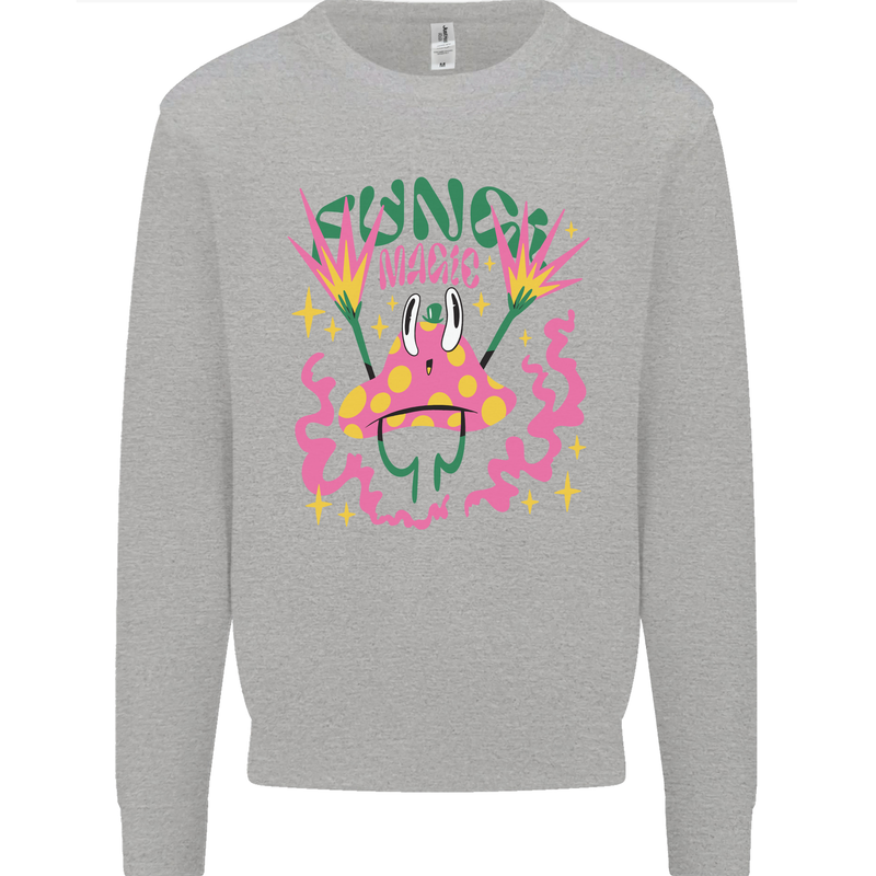 Fungi Magic Mushrooms Trippy LSD Kids Sweatshirt Jumper Sports Grey