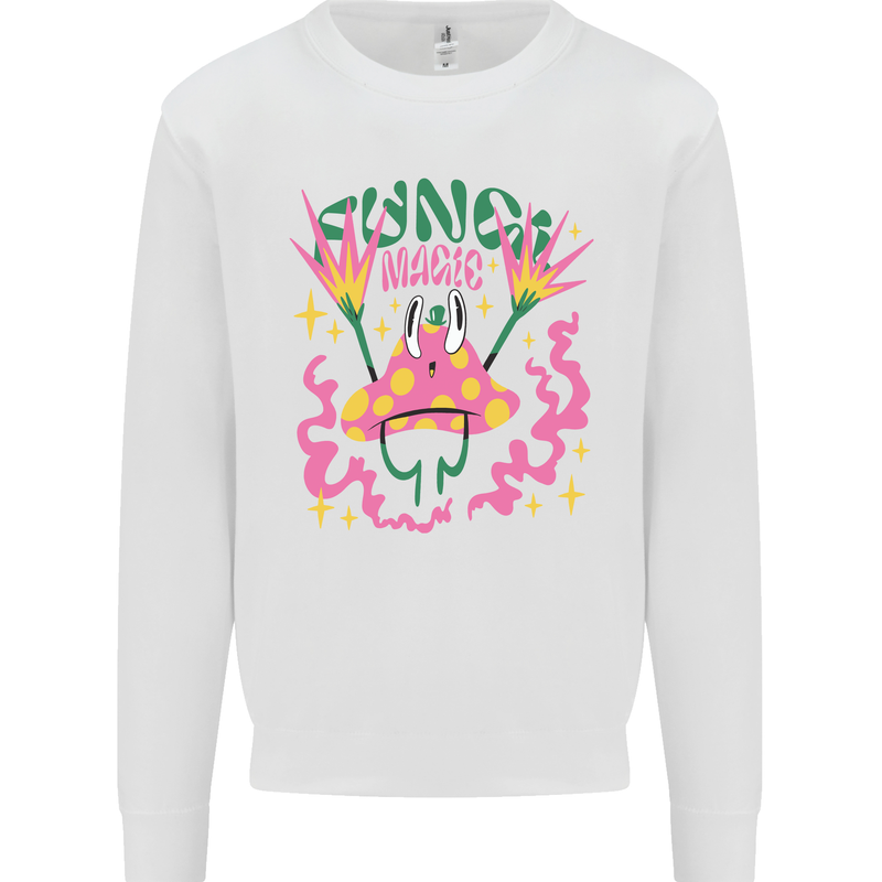 Fungi Magic Mushrooms Trippy LSD Kids Sweatshirt Jumper White