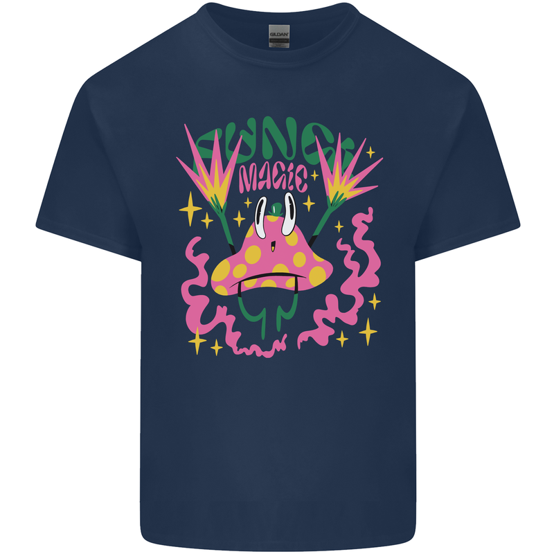 Fungi Magic Mushrooms Trippy LSD Kids T-Shirt Childrens Navy Blue