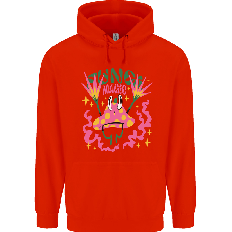 Fungi Magic Mushrooms Trippy LSD Mens 80% Cotton Hoodie Bright Red