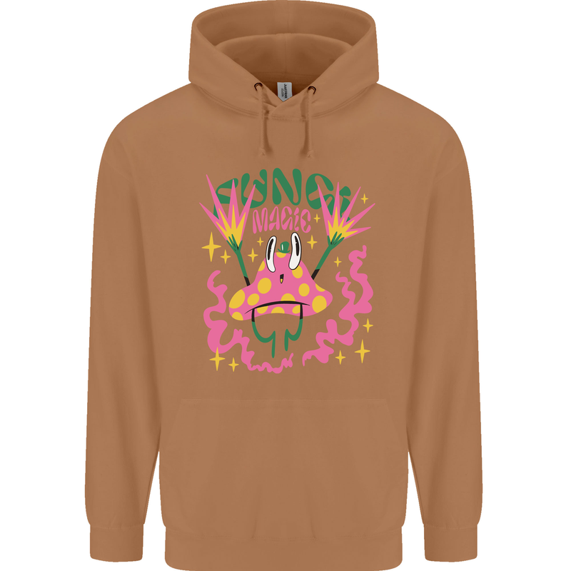 Fungi Magic Mushrooms Trippy LSD Mens 80% Cotton Hoodie Caramel Latte
