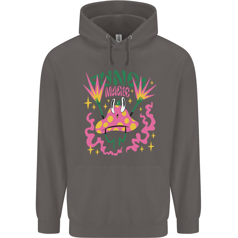 Fungi Magic Mushrooms Trippy LSD Mens 80% Cotton Hoodie Charcoal