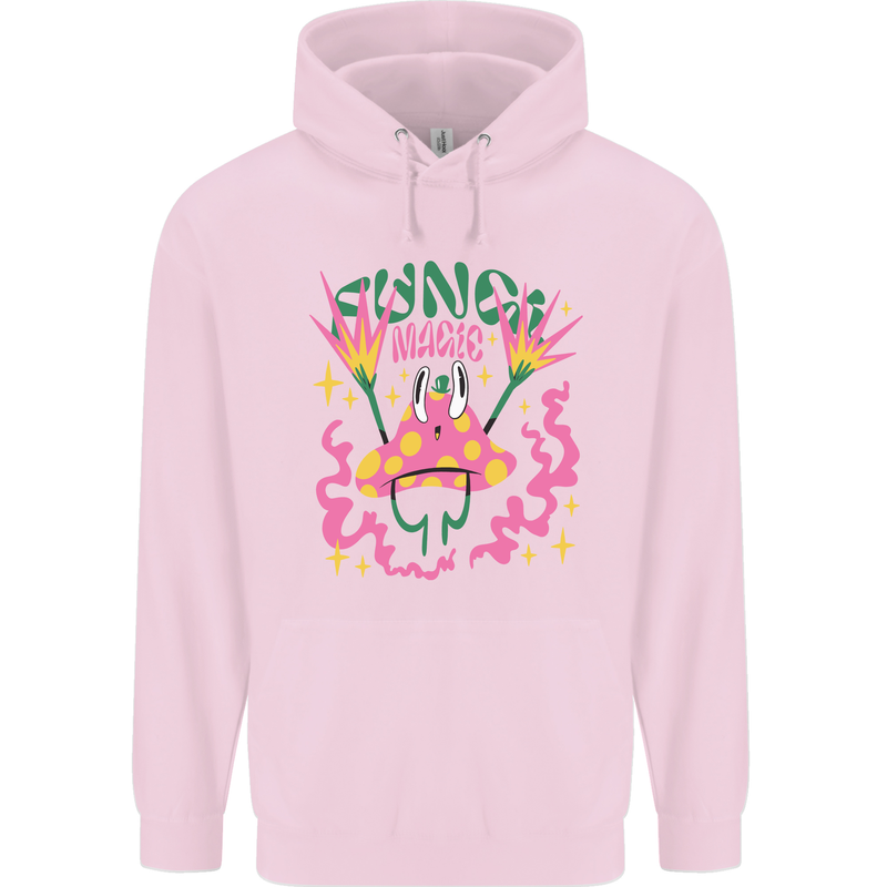 Fungi Magic Mushrooms Trippy LSD Mens 80% Cotton Hoodie Light Pink