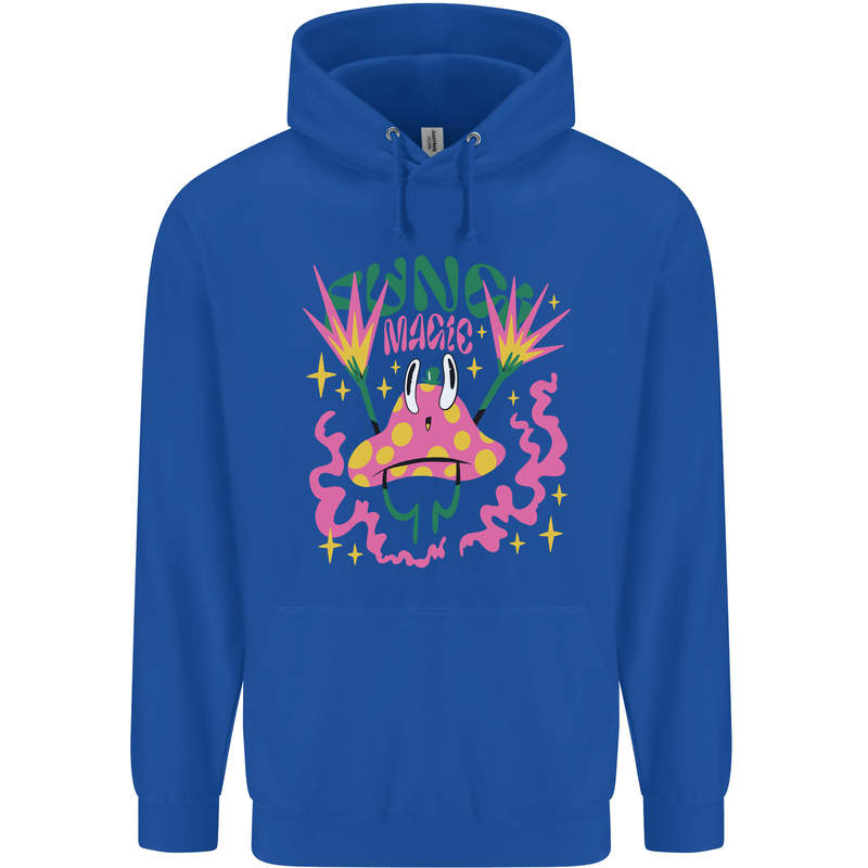 Fungi Magic Mushrooms Trippy LSD Mens 80% Cotton Hoodie Royal Blue