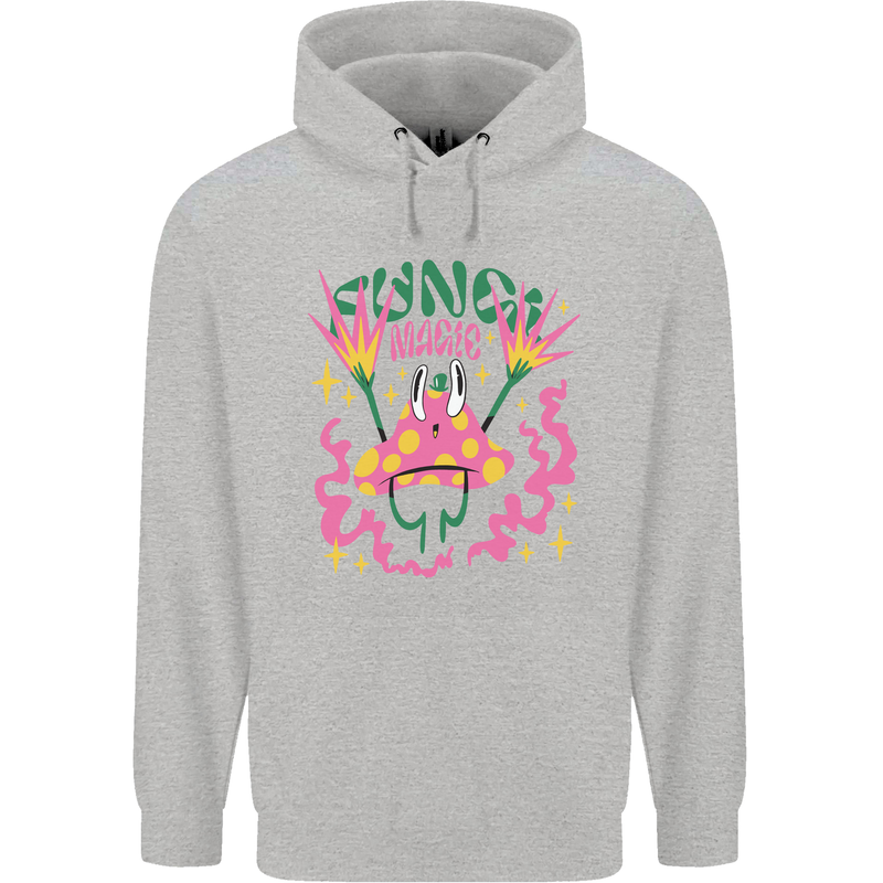 Fungi Magic Mushrooms Trippy LSD Mens 80% Cotton Hoodie Sports Grey