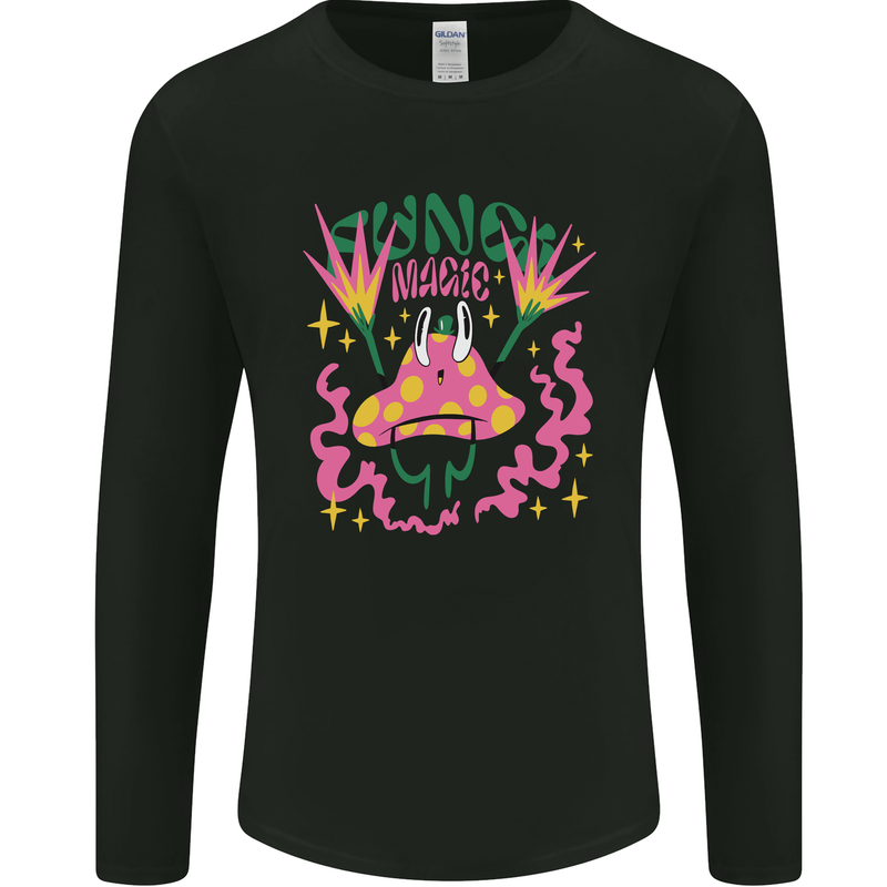 Fungi Magic Mushrooms Trippy LSD Mens Long Sleeve T-Shirt Black