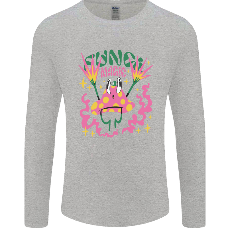 Fungi Magic Mushrooms Trippy LSD Mens Long Sleeve T-Shirt Sports Grey