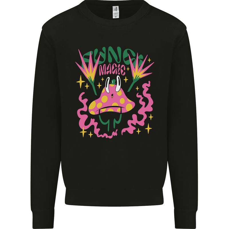 Fungi Magic Mushrooms Trippy LSD Mens Sweatshirt Jumper Black