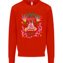 Fungi Magic Mushrooms Trippy LSD Mens Sweatshirt Jumper Bright Red