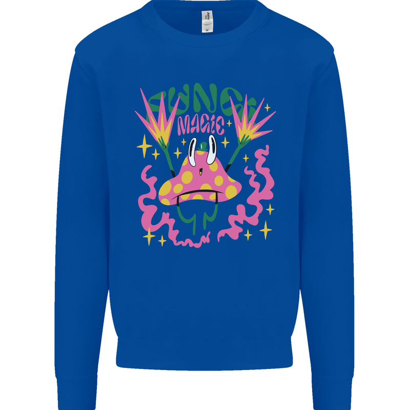 Fungi Magic Mushrooms Trippy LSD Mens Sweatshirt Jumper Royal Blue
