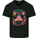 Fungi Magic Mushrooms Trippy LSD Mens V-Neck Cotton T-Shirt Black