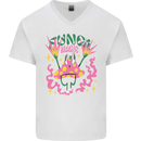Fungi Magic Mushrooms Trippy LSD Mens V-Neck Cotton T-Shirt White