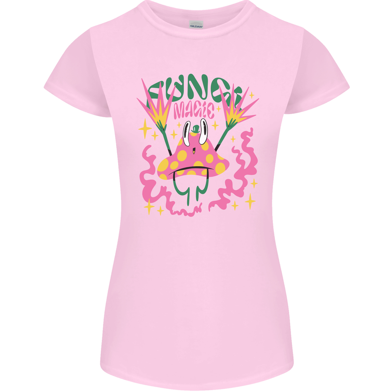 Fungi Magic Mushrooms Trippy LSD Womens Petite Cut T-Shirt Light Pink
