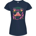 Fungi Magic Mushrooms Trippy LSD Womens Petite Cut T-Shirt Navy Blue