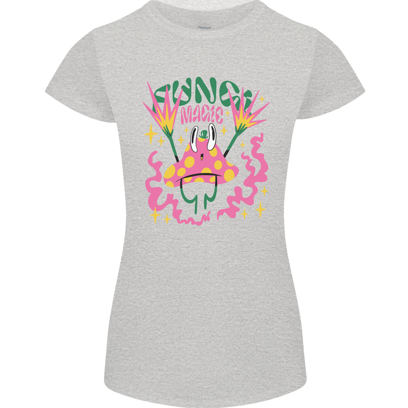 Fungi Magic Mushrooms Trippy LSD Womens Petite Cut T-Shirt Sports Grey