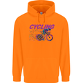Funky Cycling Cyclist Bicycle Bike Cycle Childrens Kids Hoodie Orange