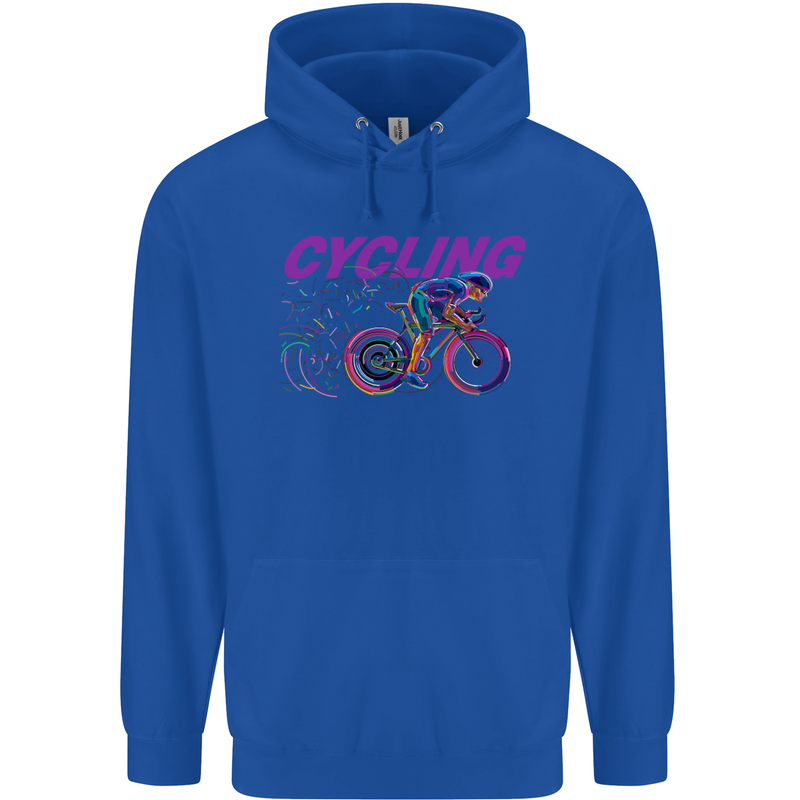 Funky Cycling Cyclist Bicycle Bike Cycle Childrens Kids Hoodie Royal Blue
