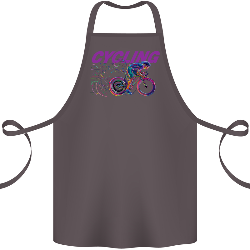 Funky Cycling Cyclist Bicycle Bike Cycle Cotton Apron 100% Organic Dark Grey