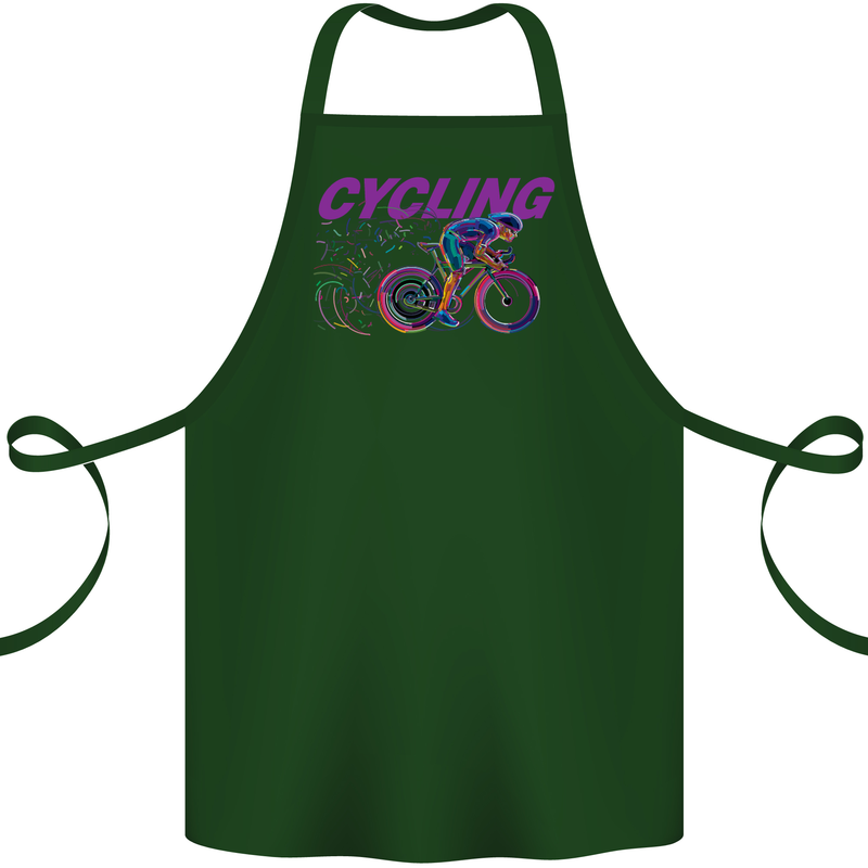Funky Cycling Cyclist Bicycle Bike Cycle Cotton Apron 100% Organic Forest Green