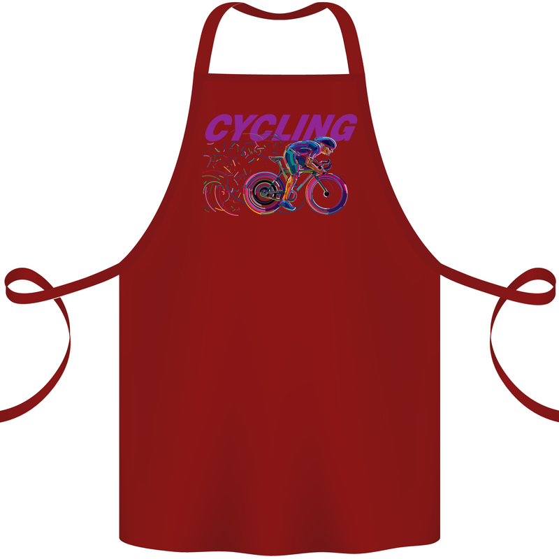 Funky Cycling Cyclist Bicycle Bike Cycle Cotton Apron 100% Organic Maroon