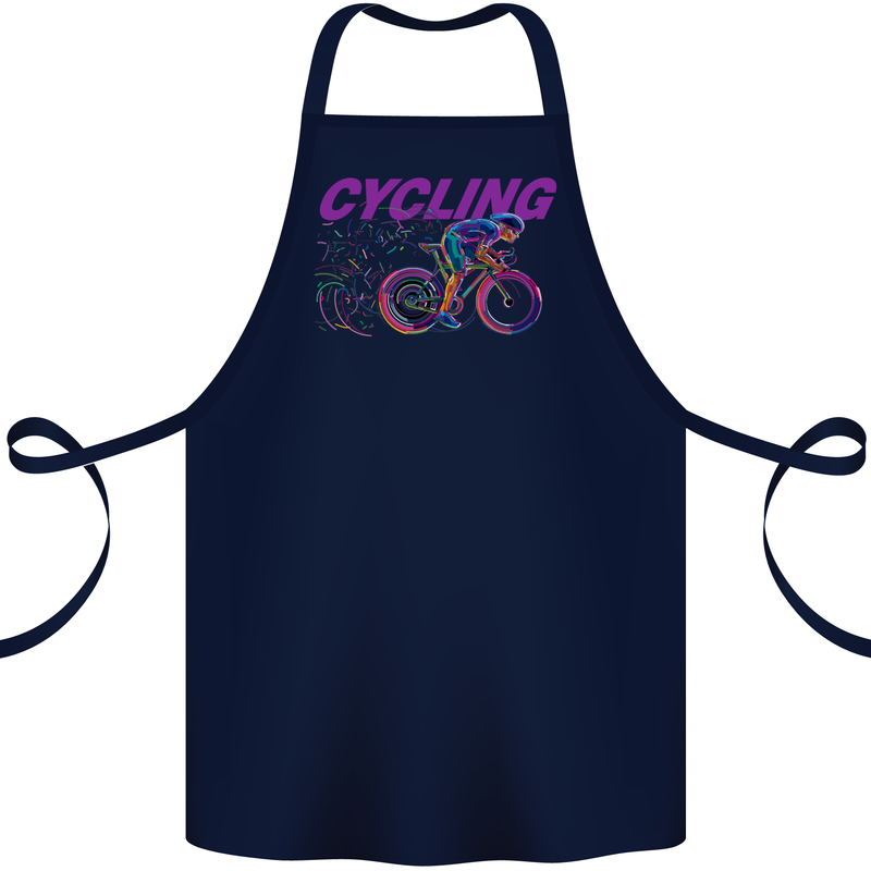 Funky Cycling Cyclist Bicycle Bike Cycle Cotton Apron 100% Organic Navy Blue