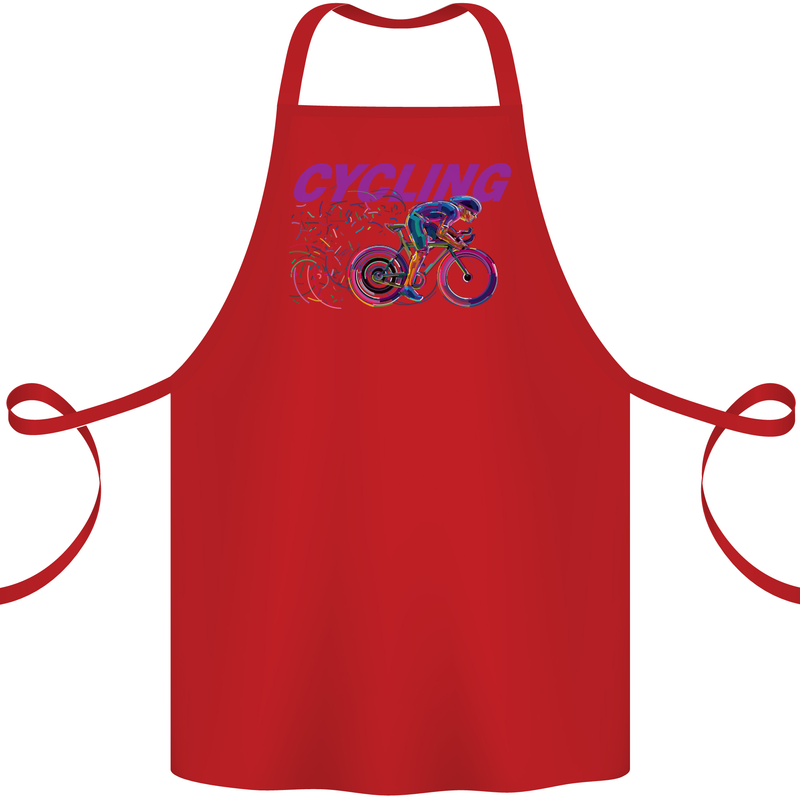 Funky Cycling Cyclist Bicycle Bike Cycle Cotton Apron 100% Organic Red