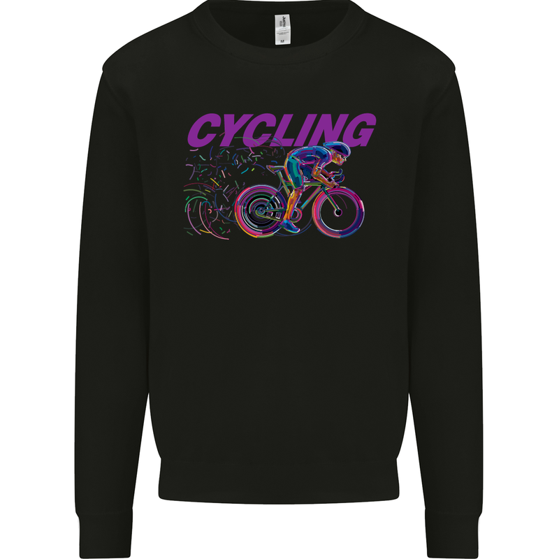 Funky Cycling Cyclist Bicycle Bike Cycle Kids Sweatshirt Jumper Black
