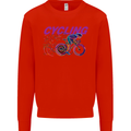 Funky Cycling Cyclist Bicycle Bike Cycle Kids Sweatshirt Jumper Bright Red