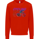 Funky Cycling Cyclist Bicycle Bike Cycle Kids Sweatshirt Jumper Bright Red