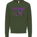 Funky Cycling Cyclist Bicycle Bike Cycle Kids Sweatshirt Jumper Forest Green