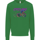Funky Cycling Cyclist Bicycle Bike Cycle Kids Sweatshirt Jumper Irish Green