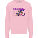 Funky Cycling Cyclist Bicycle Bike Cycle Kids Sweatshirt Jumper Light Pink