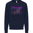 Funky Cycling Cyclist Bicycle Bike Cycle Kids Sweatshirt Jumper Navy Blue