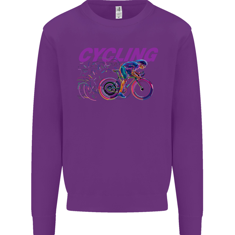 Funky Cycling Cyclist Bicycle Bike Cycle Kids Sweatshirt Jumper Purple