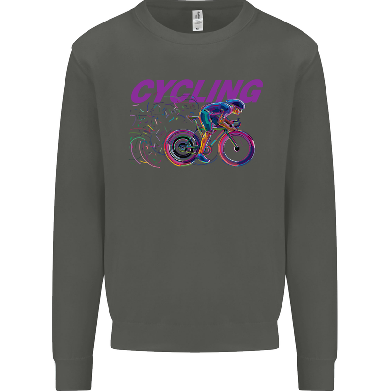 Funky Cycling Cyclist Bicycle Bike Cycle Kids Sweatshirt Jumper Storm Grey