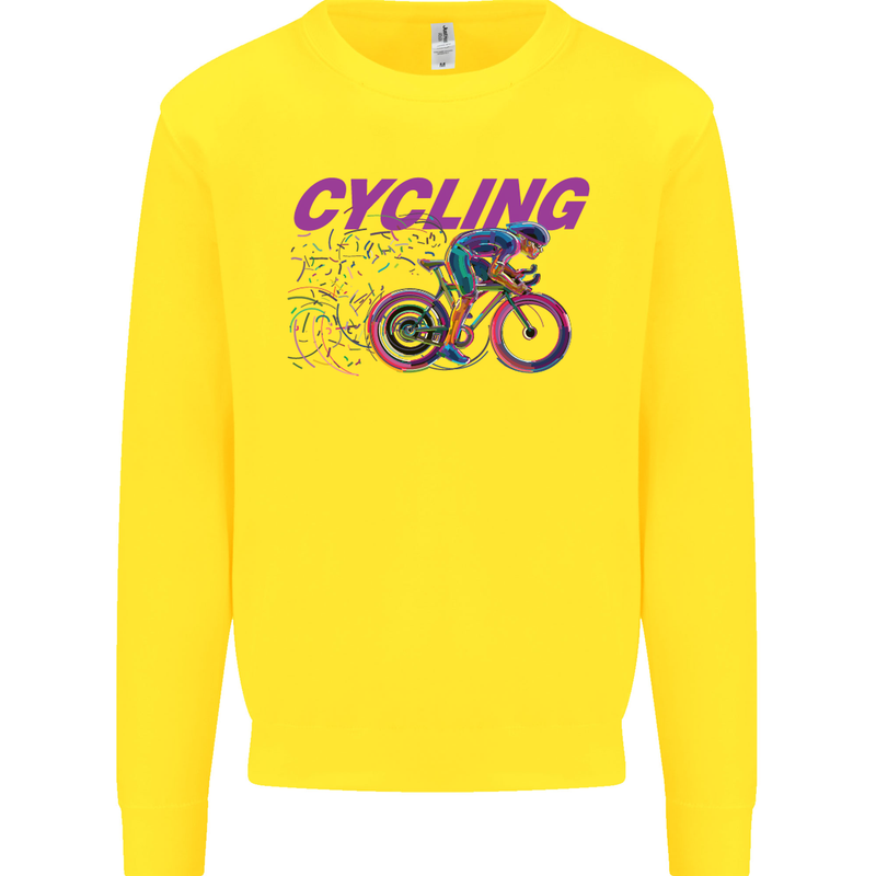 Funky Cycling Cyclist Bicycle Bike Cycle Kids Sweatshirt Jumper Yellow