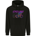Funky Cycling Cyclist Bicycle Bike Cycle Mens 80% Cotton Hoodie Black