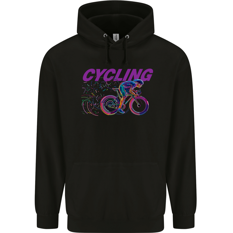 Funky Cycling Cyclist Bicycle Bike Cycle Mens 80% Cotton Hoodie Black