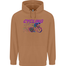 Funky Cycling Cyclist Bicycle Bike Cycle Mens 80% Cotton Hoodie Caramel Latte