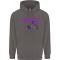 Funky Cycling Cyclist Bicycle Bike Cycle Mens 80% Cotton Hoodie Charcoal