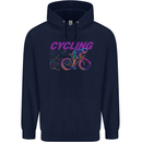 Funky Cycling Cyclist Bicycle Bike Cycle Mens 80% Cotton Hoodie Navy Blue