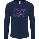 Funky Cycling Cyclist Bicycle Bike Cycle Mens Long Sleeve T-Shirt Navy Blue