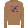 Funky Cycling Cyclist Bicycle Bike Cycle Mens Sweatshirt Jumper Caramel Latte